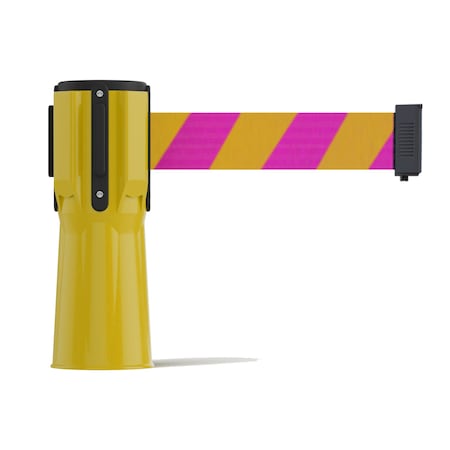 Montour Line Retractable Belt Barrier Cone Mount Yellow Case 9ft. Mag/Ye Belt CP100-YW-MYD-90